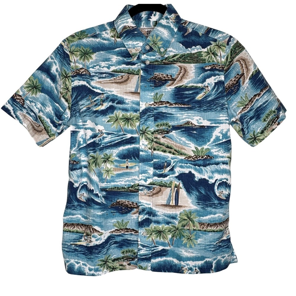 Reyn Spooner Hawaiian Surfer Shirt Boys XL Aloha Luau Short Sl Resort Vacation